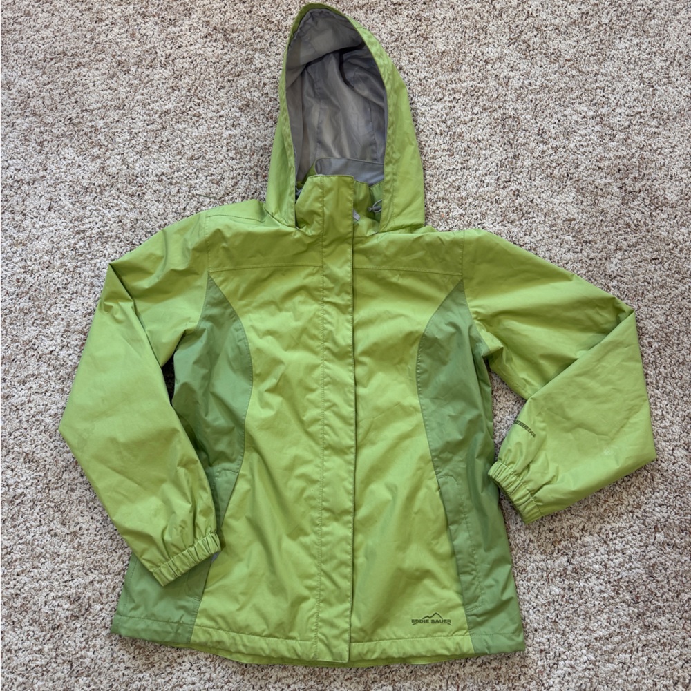 Eddie Bauer Light Green Hooded Rain Jacket